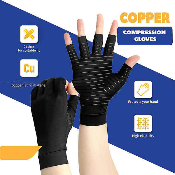 Arthritis Gloves Copper Infused Compression Therapy Gloves - Pain Relief - Joint Pain- Large