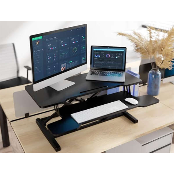 Height Adjustable Standing Desk Converter- Ergonomic Desk Riser-Black