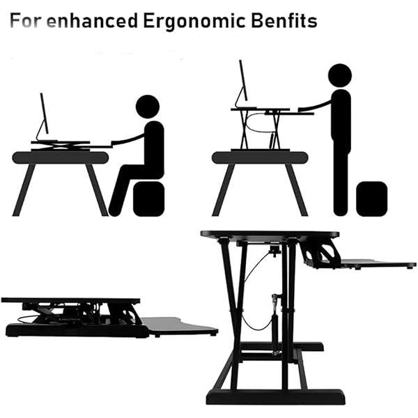 Height Adjustable Standing Desk Converter- Ergonomic Desk Riser-Black