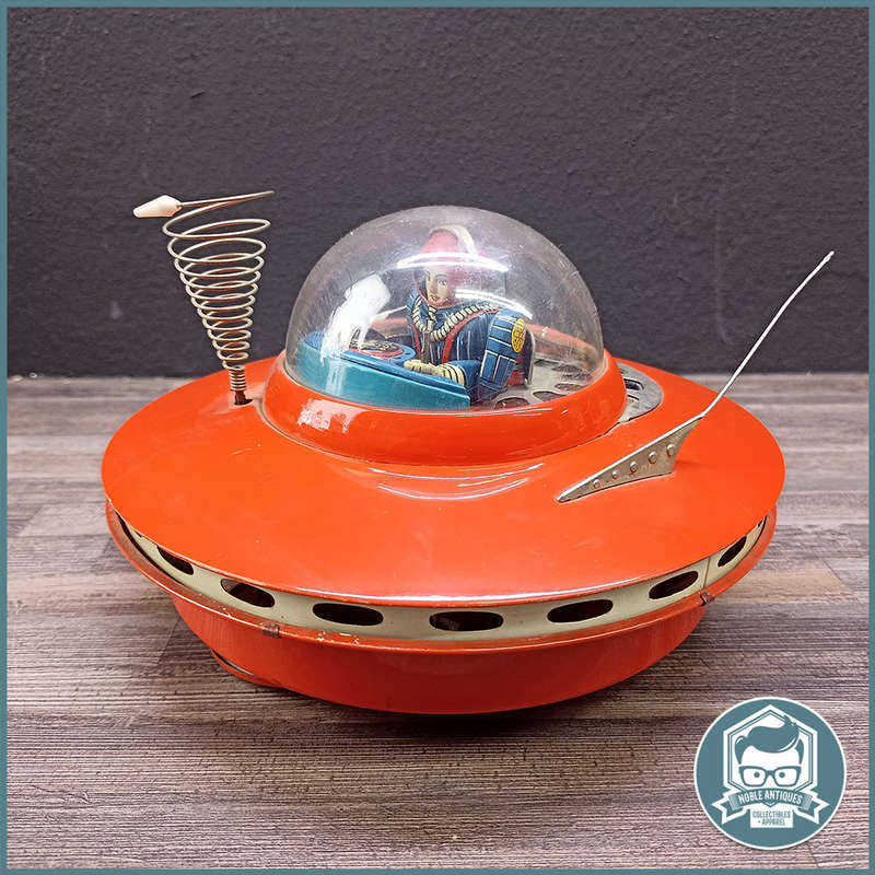 SUPER RARE!!! Vintage 1960's Yoshiya KO Tin Litho Battery Operated Flying Saucer Space Ship!!!