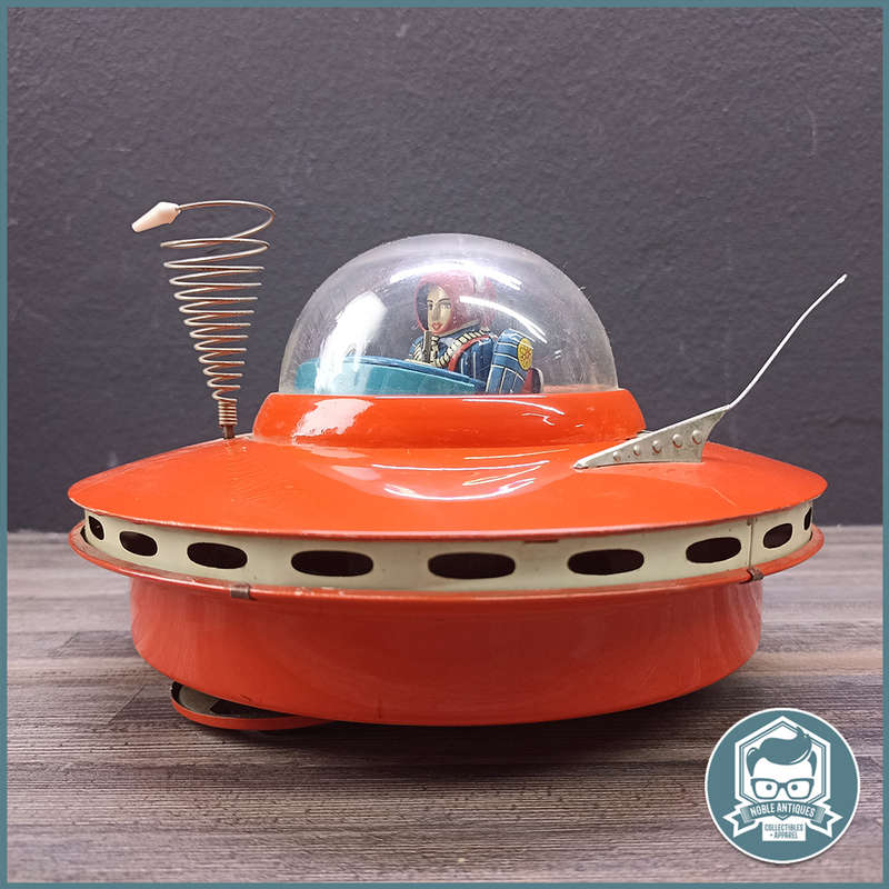 SUPER RARE!!! Vintage 1960's Yoshiya KO Tin Litho Battery Operated Flying Saucer Space Ship!!!