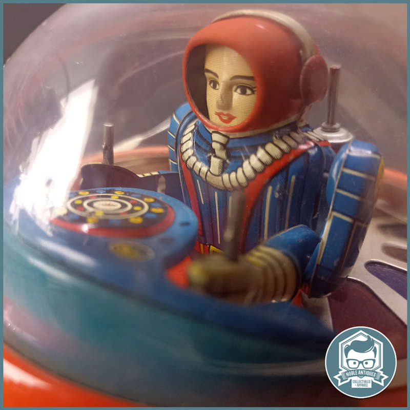 SUPER RARE!!! Vintage 1960's Yoshiya KO Tin Litho Battery Operated Flying Saucer Space Ship!!!