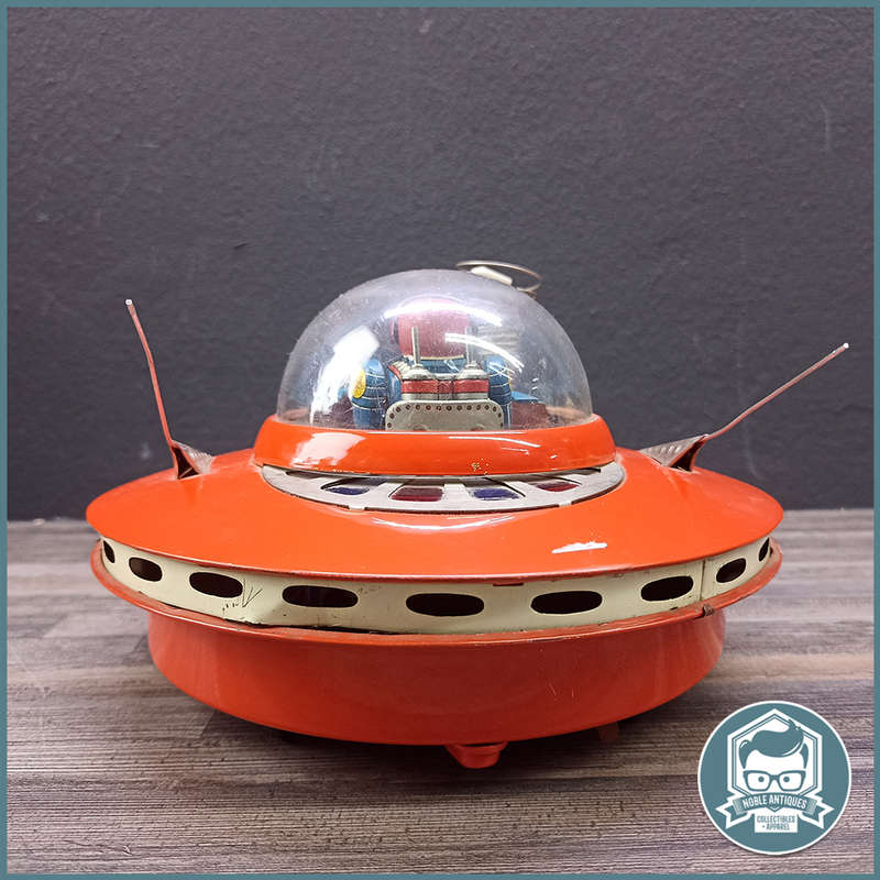 SUPER RARE!!! Vintage 1960's Yoshiya KO Tin Litho Battery Operated Flying Saucer Space Ship!!!