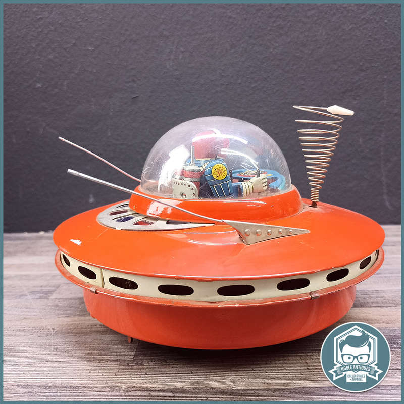 SUPER RARE!!! Vintage 1960's Yoshiya KO Tin Litho Battery Operated Flying Saucer Space Ship!!!
