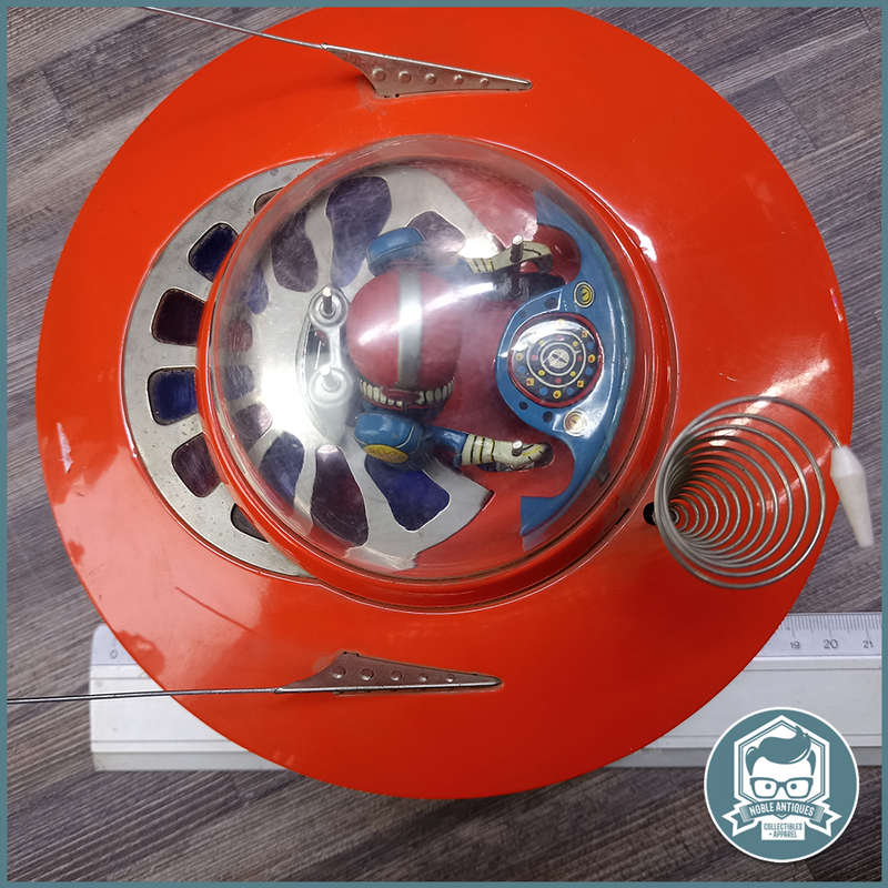 SUPER RARE!!! Vintage 1960's Yoshiya KO Tin Litho Battery Operated Flying Saucer Space Ship!!!