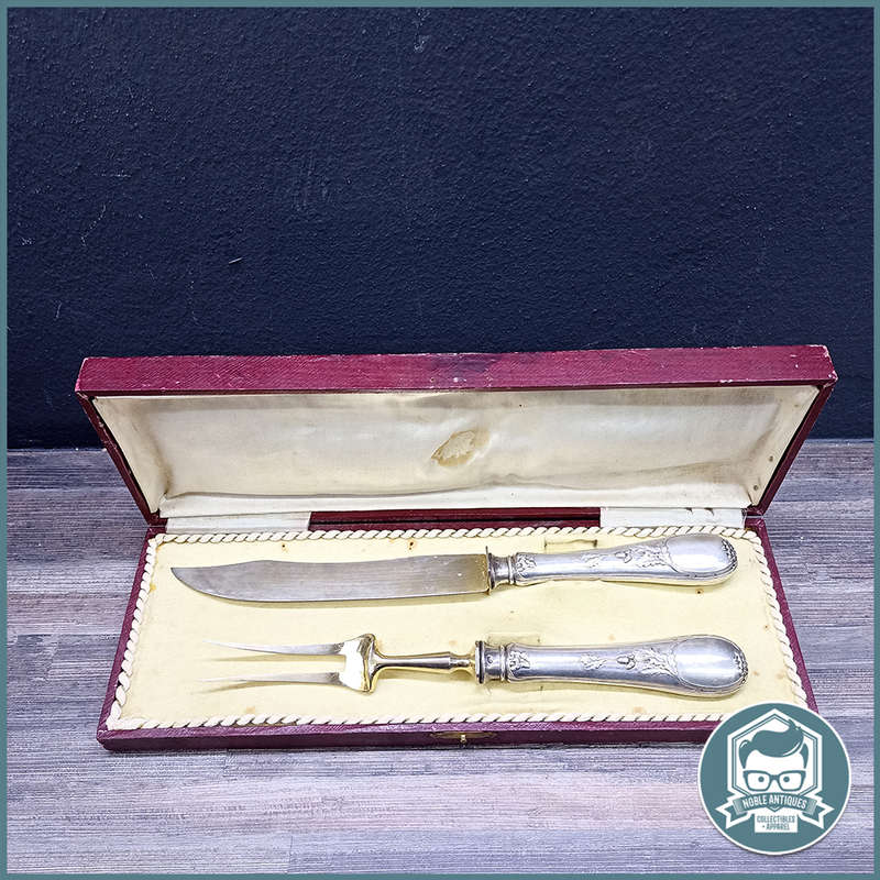 Antique Original Boxed 800 Silver Handled Carving Set!!!