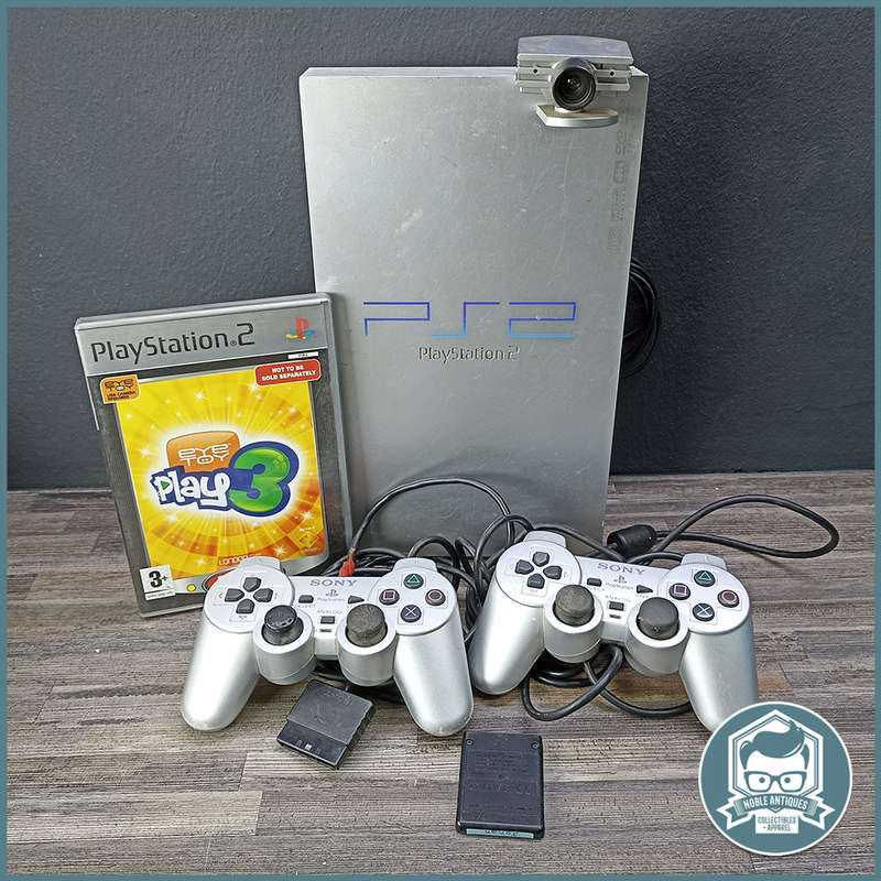 PlayStation 2 FAT Silver Console and 2 Remotes, Not Tested, No Power Supply!!!