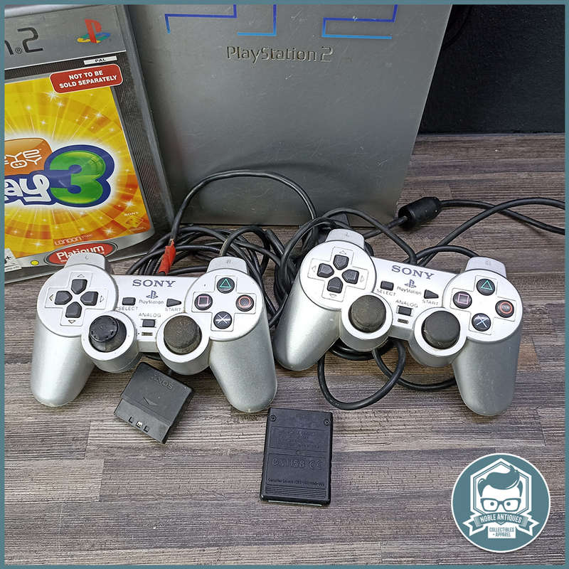 PlayStation 2 FAT Silver Console and 2 Remotes, Not Tested, No Power Supply!!!
