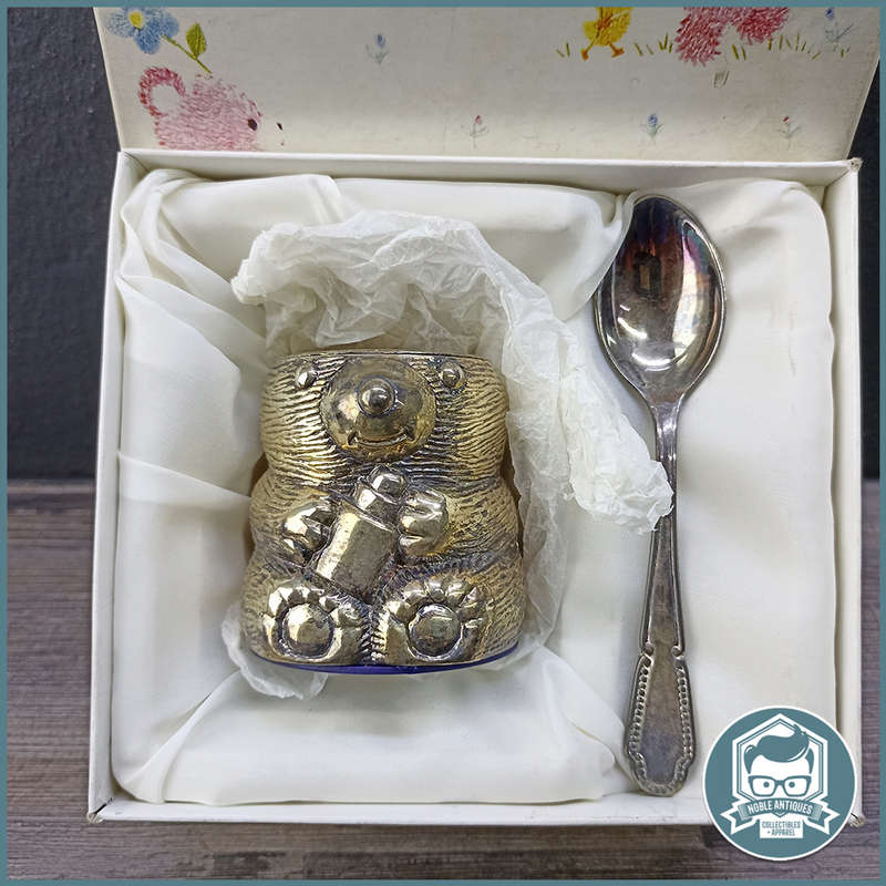 Boxed Vintage Silver Plate Egg Cup and Spoon !!!