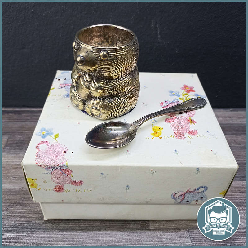 Boxed Vintage Silver Plate Egg Cup and Spoon !!!