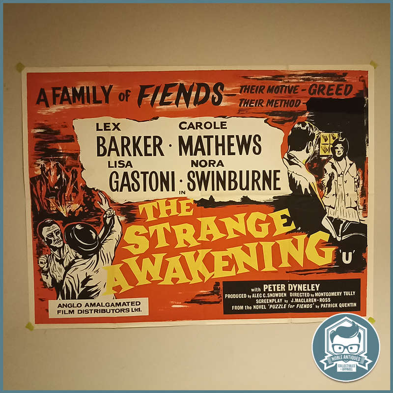 LARGE Vintage 1958 A1 Lithographed Movie Poster : The Strange Awakening!!!