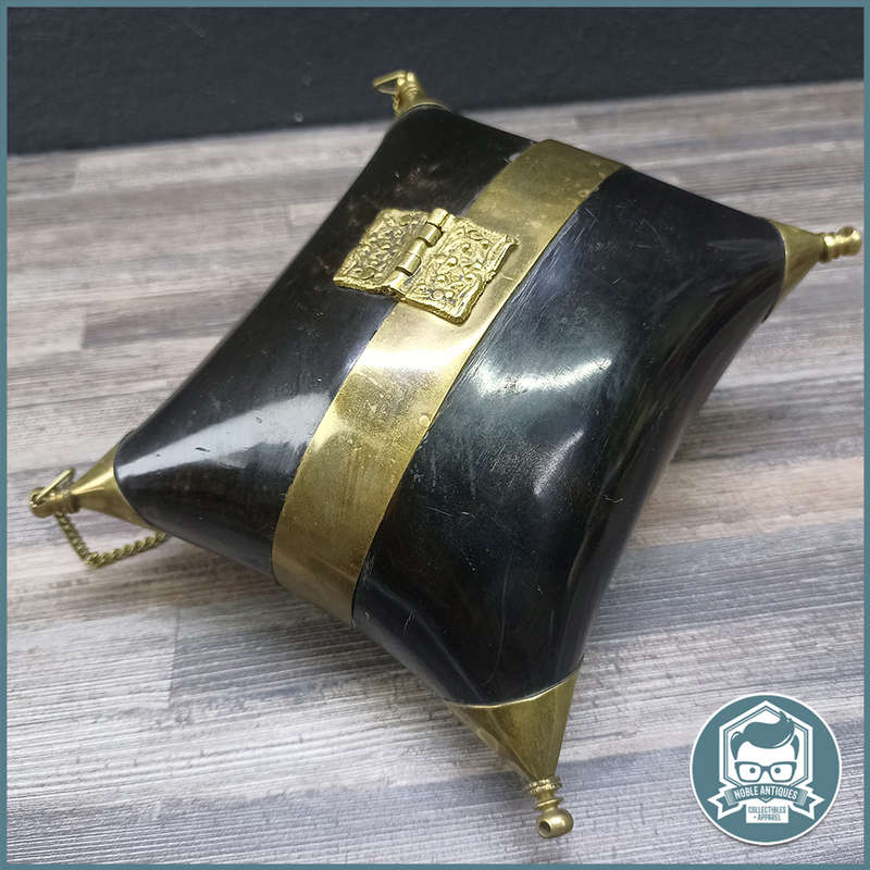 Black Lucite and Brass Pillow Shaped Small Purse Handbag !!!