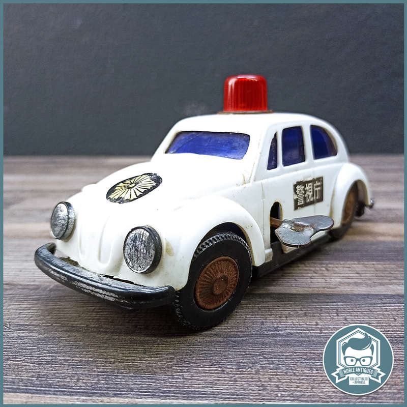 Vintage 1970's Tin Toy and Hard Plastic VW Beetle Police Car (Japan Import)