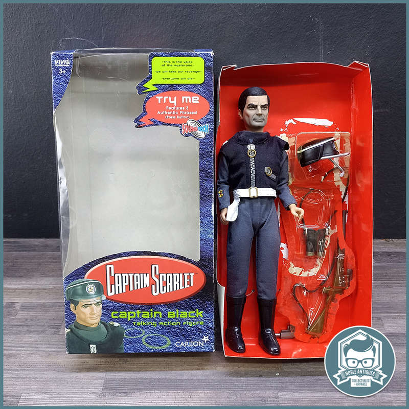 Complete Boxed Vintage Thunderbirds Captain Scarlet. Captain Black 30cm Action Figure!!!