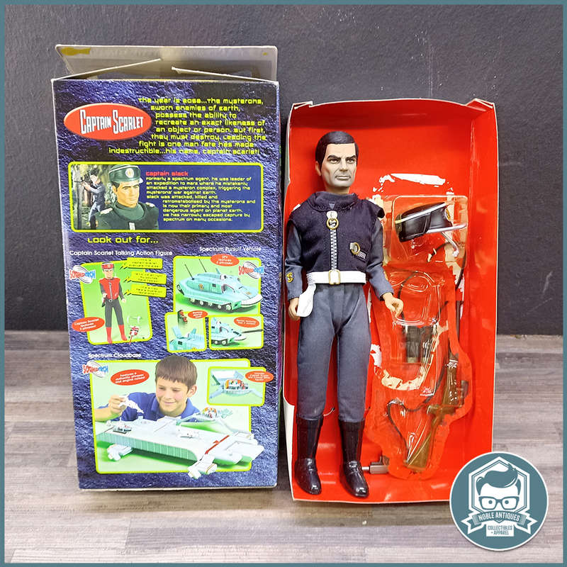Complete Boxed Vintage Thunderbirds Captain Scarlet. Captain Black 30cm Action Figure!!!