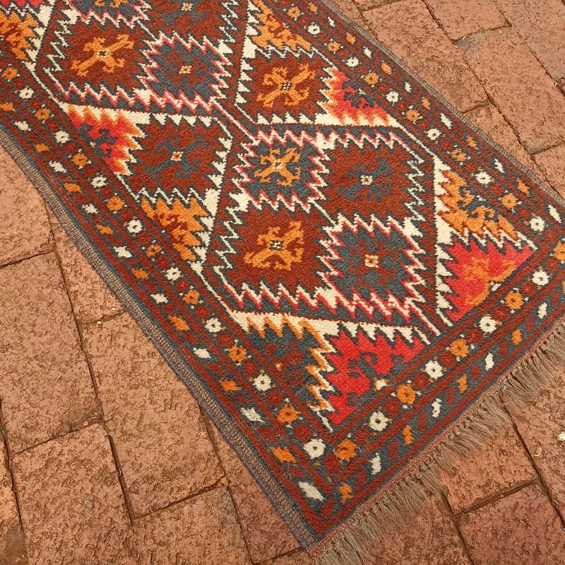 Hand knotted Afghan/Persian woolen carpet 110cm x 45cm