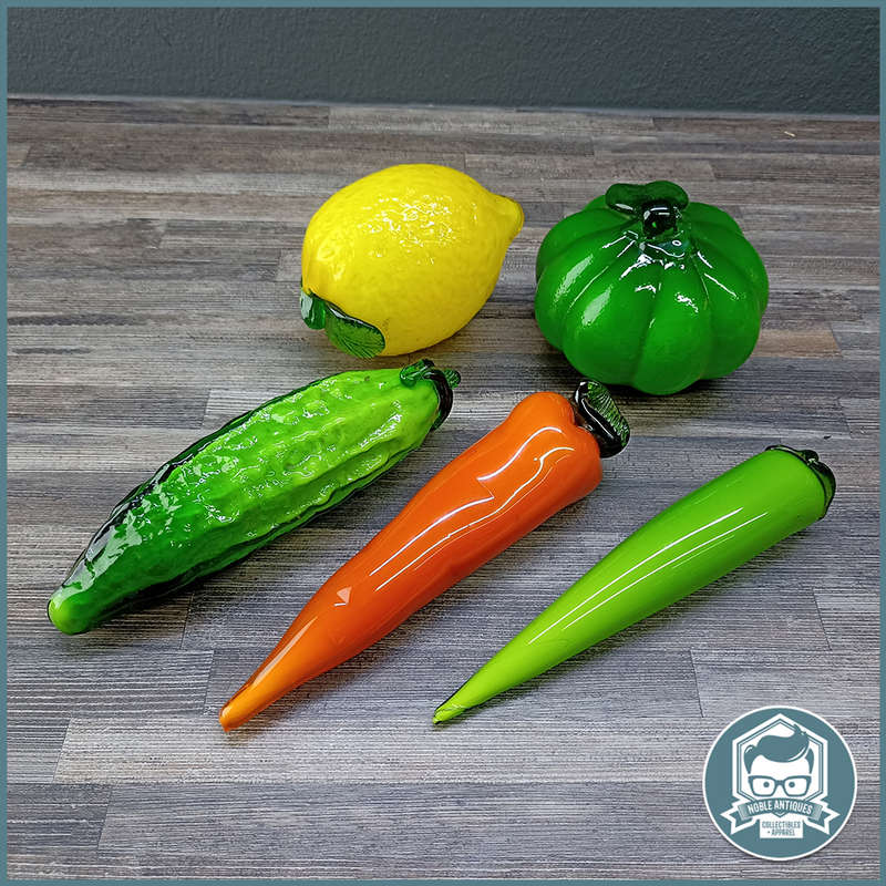Vintage Murano glass style fruit and veg paperweight ornament collection
