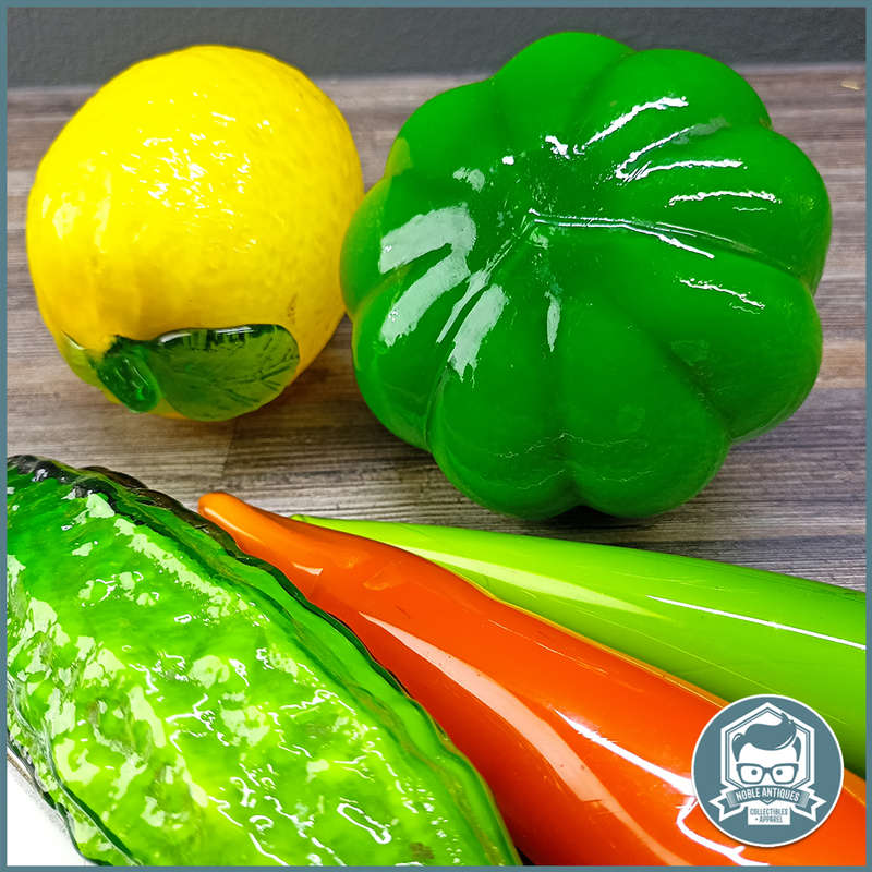Vintage Murano glass style fruit and veg paperweight ornament collection