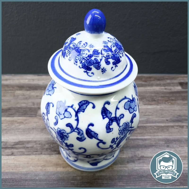 Blue and White Oriental Tea Caddy