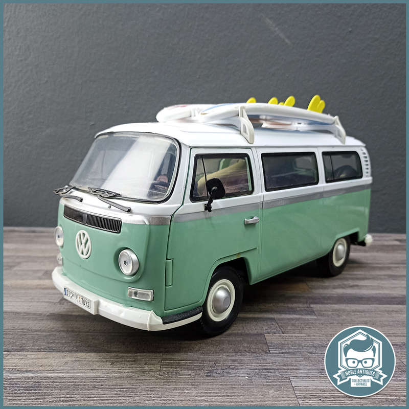 VW type 2 Bus Surfer Van 1:14 Dickie With Original Surfboards and Hippie Sticker Set!!!