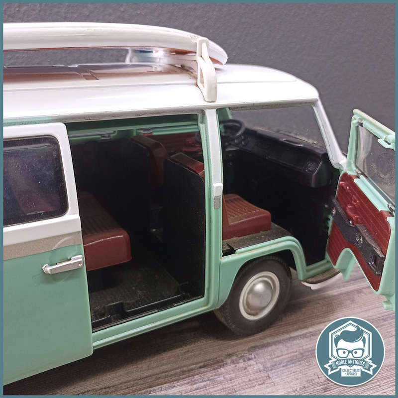 VW type 2 Bus Surfer Van 1:14 Dickie With Original Surfboards and Hippie Sticker Set!!!