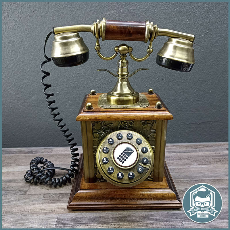Original Telkom Brass and Wood Replica Antique Telephone
