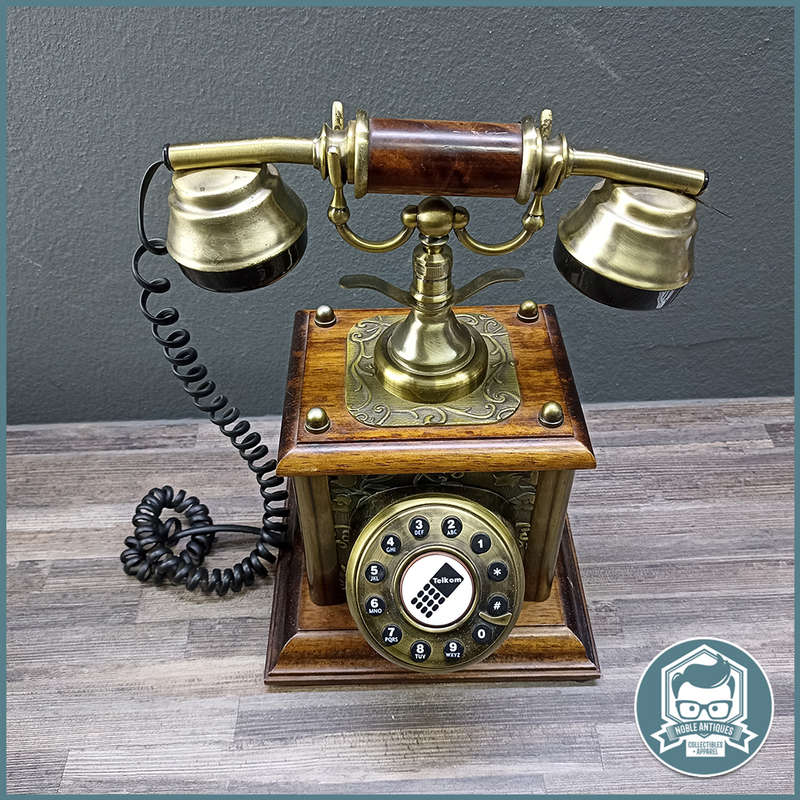 Original Telkom Brass and Wood Replica Antique Telephone