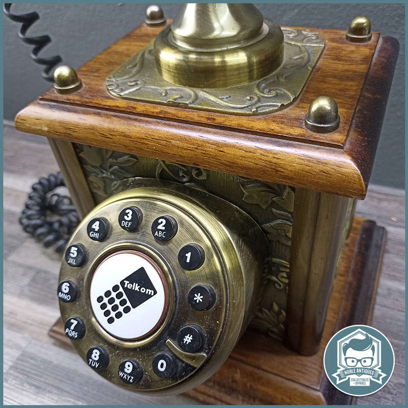 Original Telkom Brass and Wood Replica Antique Telephone