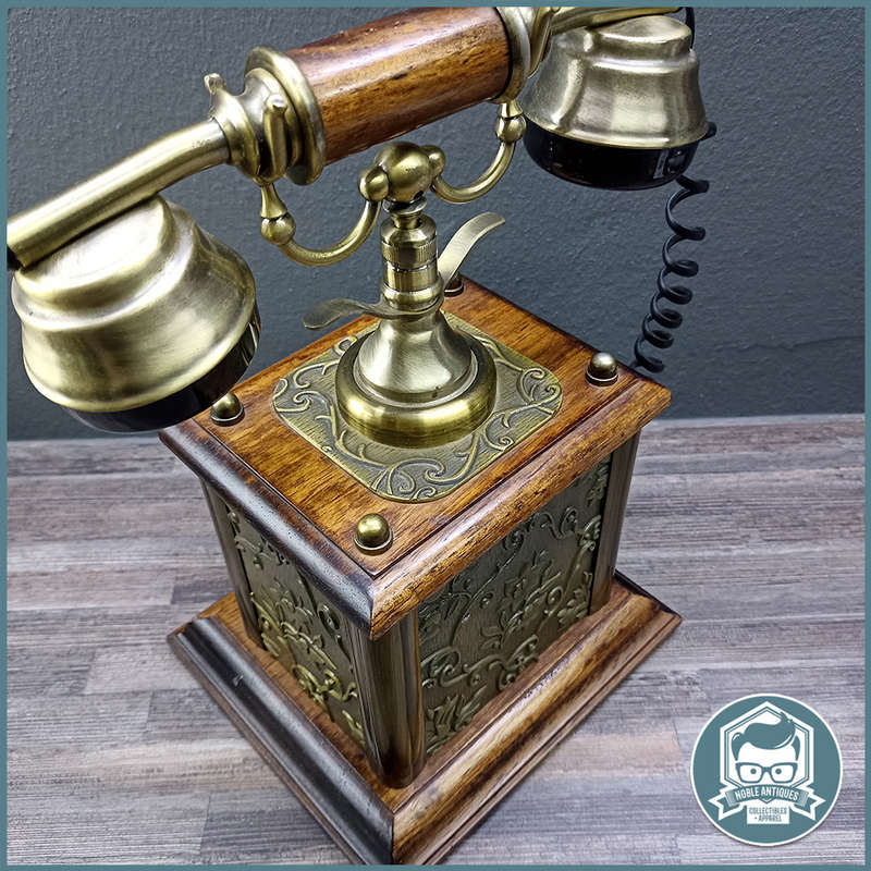 Original Telkom Brass and Wood Replica Antique Telephone