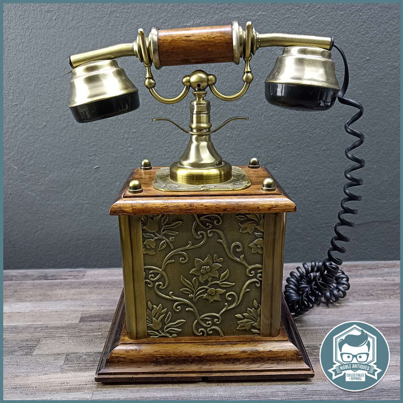 Original Telkom Brass and Wood Replica Antique Telephone