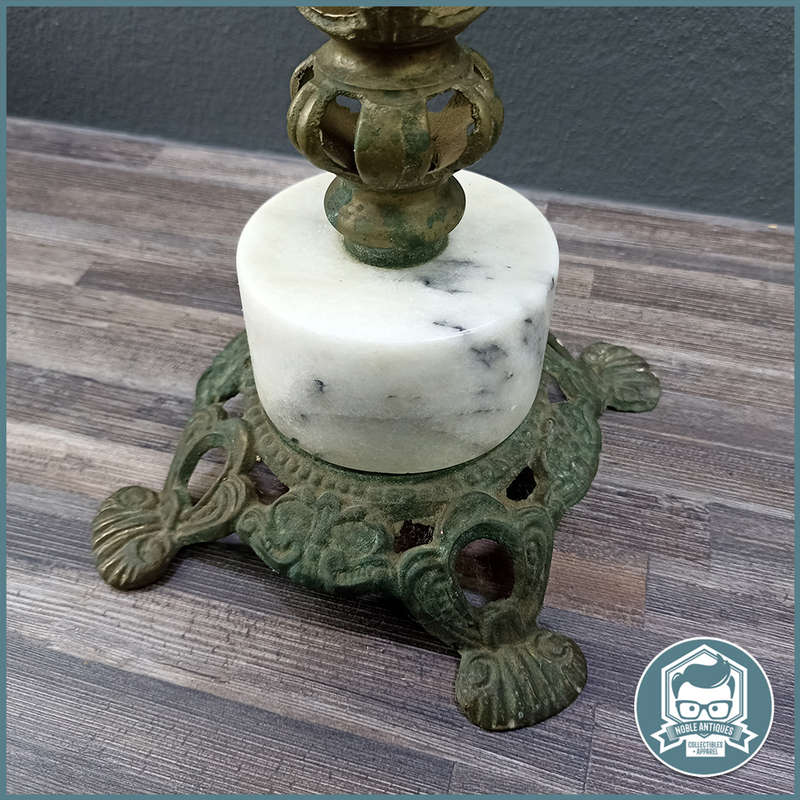 Vintage Onyx Marble and Decorative Brass Side Table