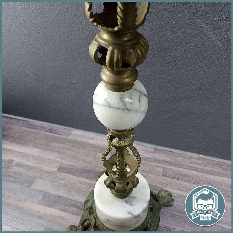 Vintage Onyx Marble and Decorative Brass Side Table