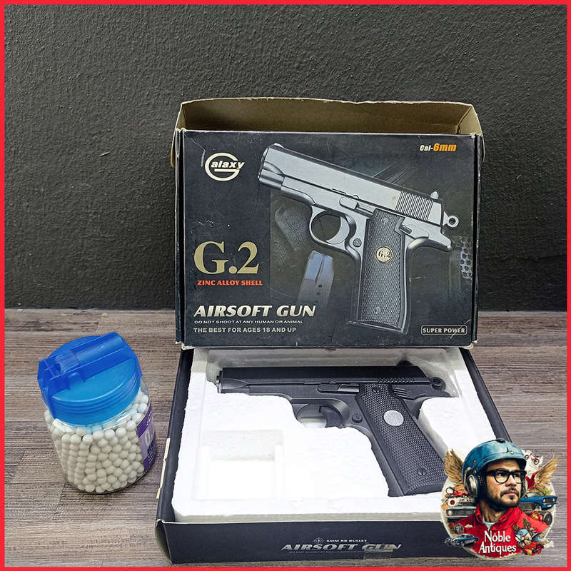 Two Boxed Black Full Metal Airsoft Pistols, Working