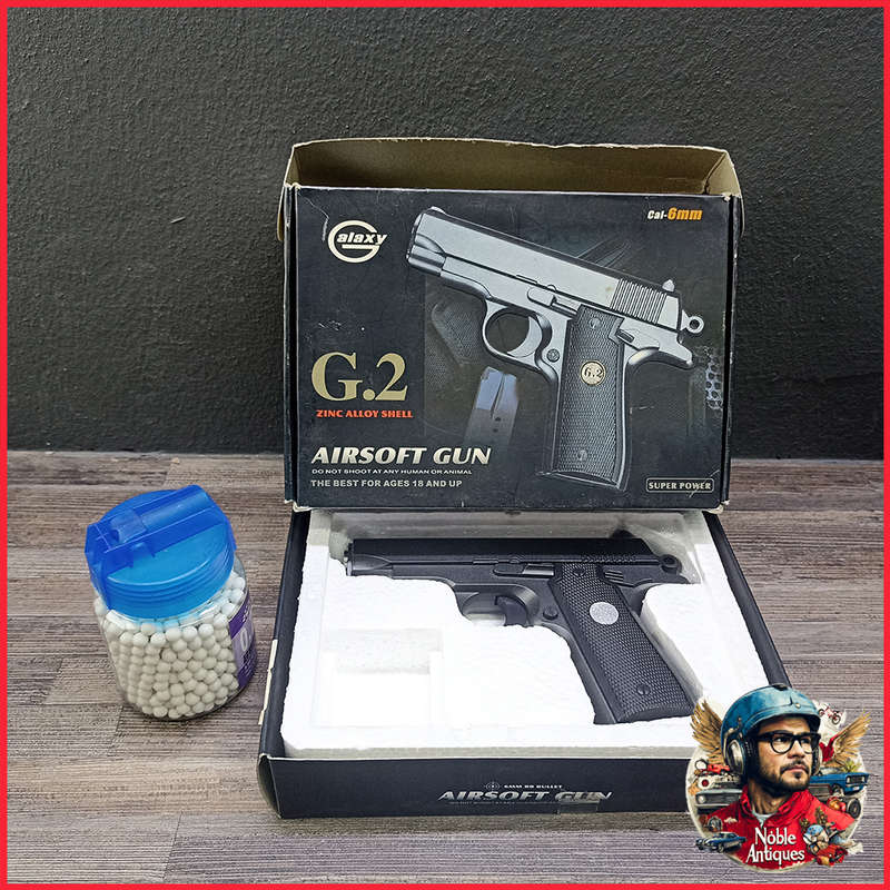 Two Boxed Black Full Metal Airsoft Pistols, Working