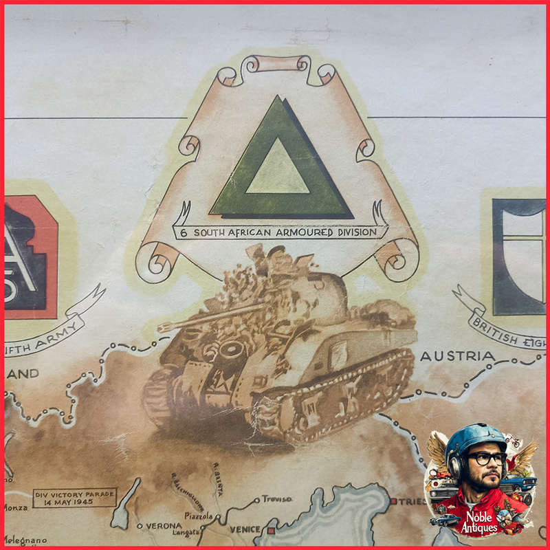 WWII Framed  6 South African Armored Division Poster By Pizzi + Pizio Milan