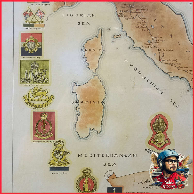 WWII Framed  6 South African Armored Division Poster By Pizzi + Pizio Milan