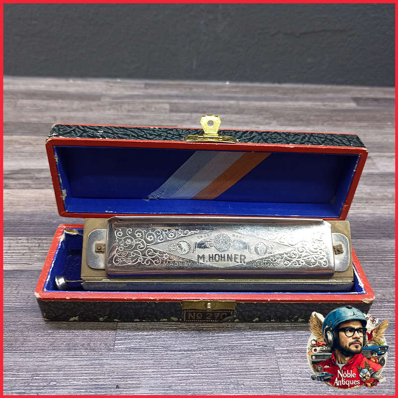 Vintage Original Boxed 1937 Pre War Super Chromonica M Hohner Harmonica Key Of G Six Point Star