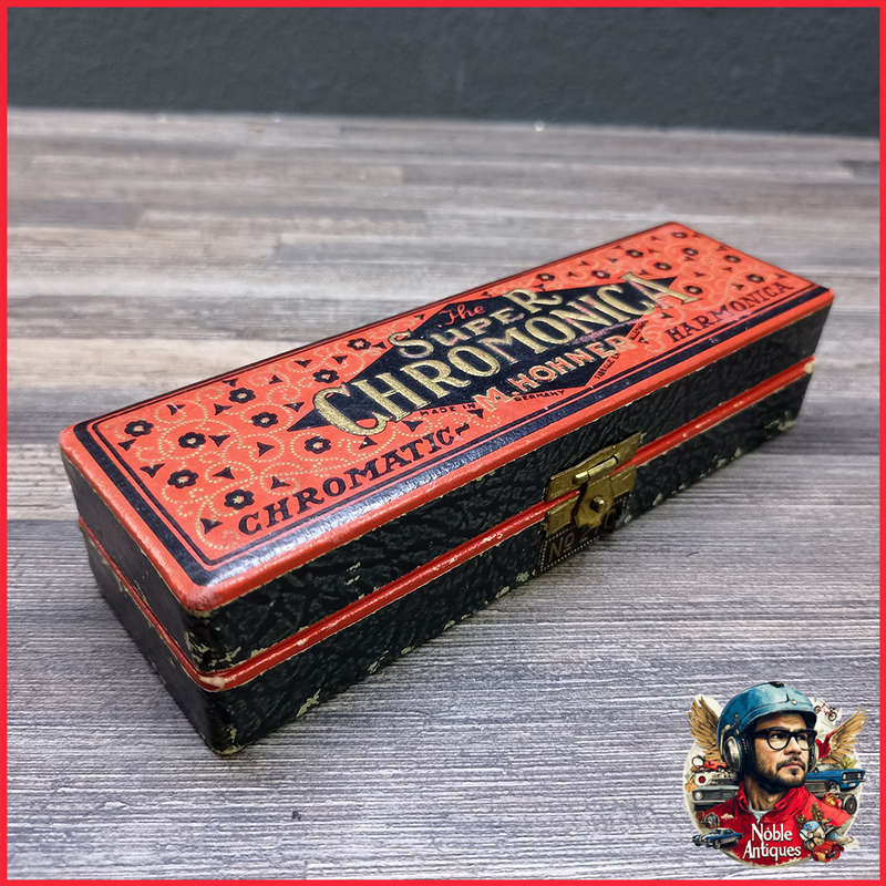 Vintage Original Boxed 1937 Pre War Super Chromonica M Hohner Harmonica Key Of G Six Point Star