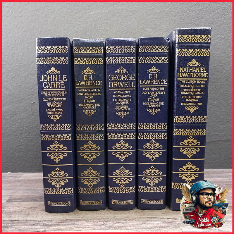 Vintage Blue Hardcover With Gold Foil Lettering Book Collection