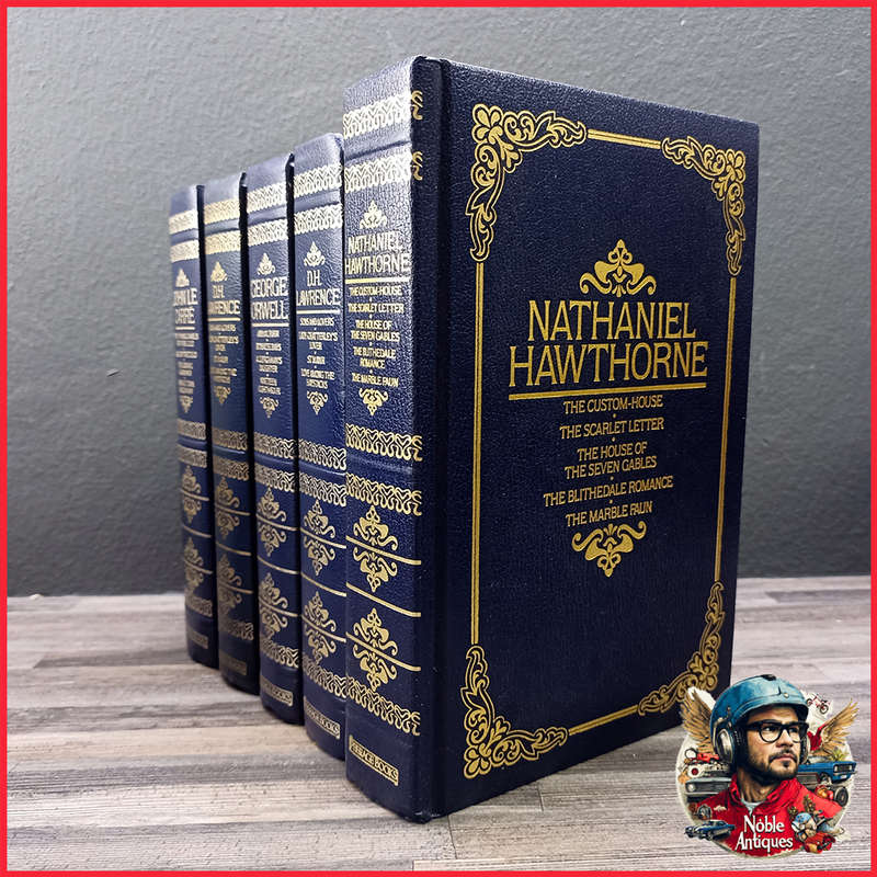 Vintage Blue Hardcover With Gold Foil Lettering Book Collection