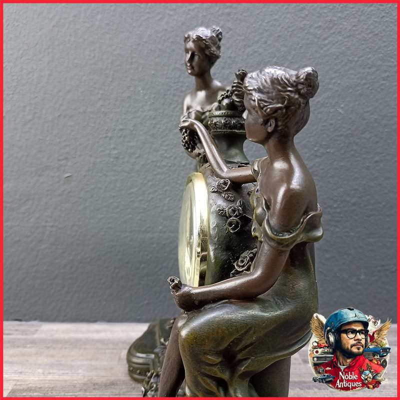 Highly Detailed Working Applied Bronze Mantle Clock