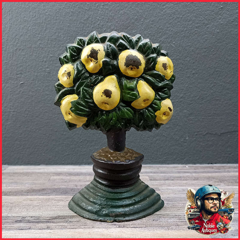 Vintage Cast Iron Petite Orange Citrus Fruit Tree Door Stop