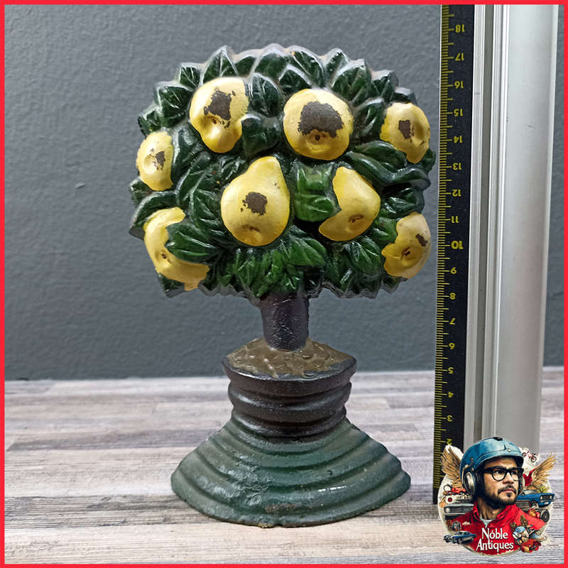 Vintage Cast Iron Petite Orange Citrus Fruit Tree Door Stop