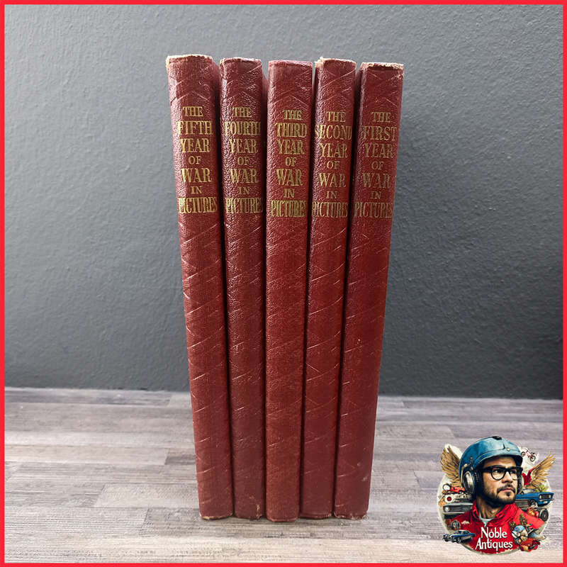 Embossed The War in Pictures WWII 5 Volume Set