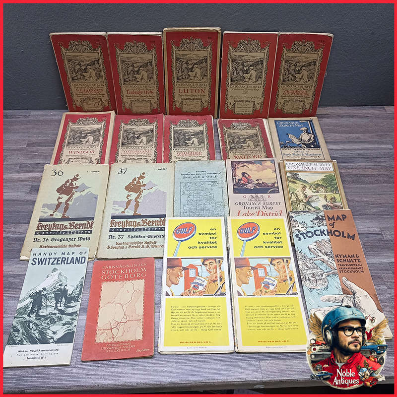 Original 1920s to 50s Survey and Road Maps UK, Germany and Switzerland