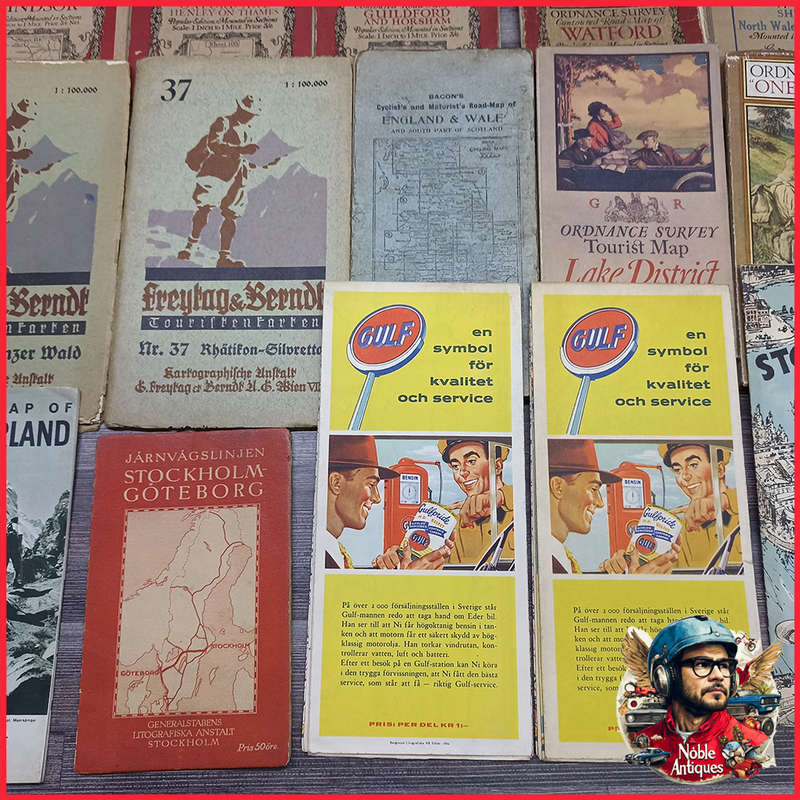 Original 1920s to 50s Survey and Road Maps UK, Germany and Switzerland
