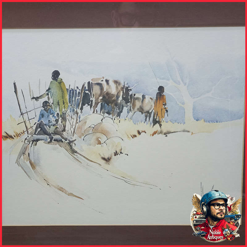 Signed and Numbered lithograph Mule Train - Wallace Hulley  Framed Behind Glass