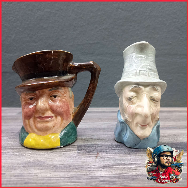Original English Hand Painted Porcelain  Small Toby Jugs