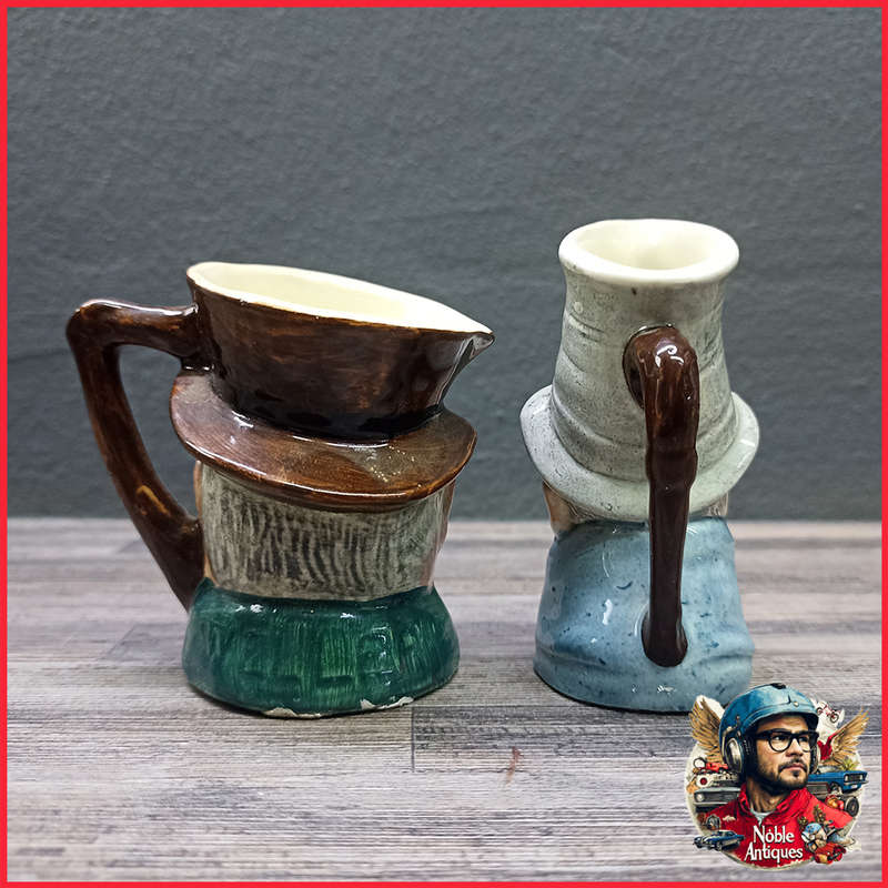 Original English Hand Painted Porcelain  Small Toby Jugs
