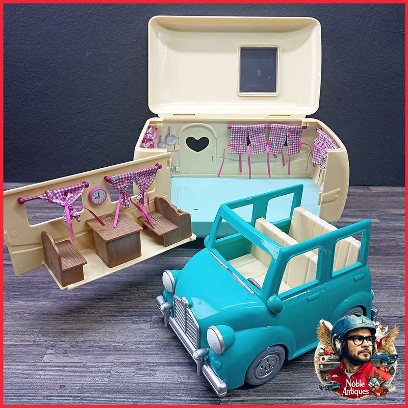 Sylvanian Families Caravan and Blue Family Car